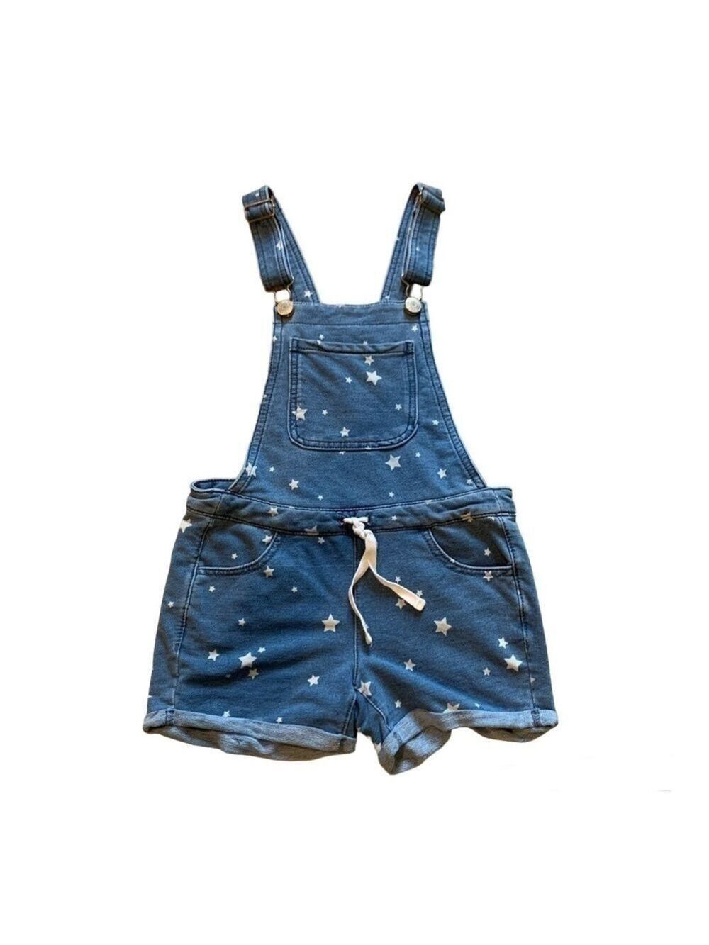 JUSTICE Star Print Super Soft Denim Overalls size 7